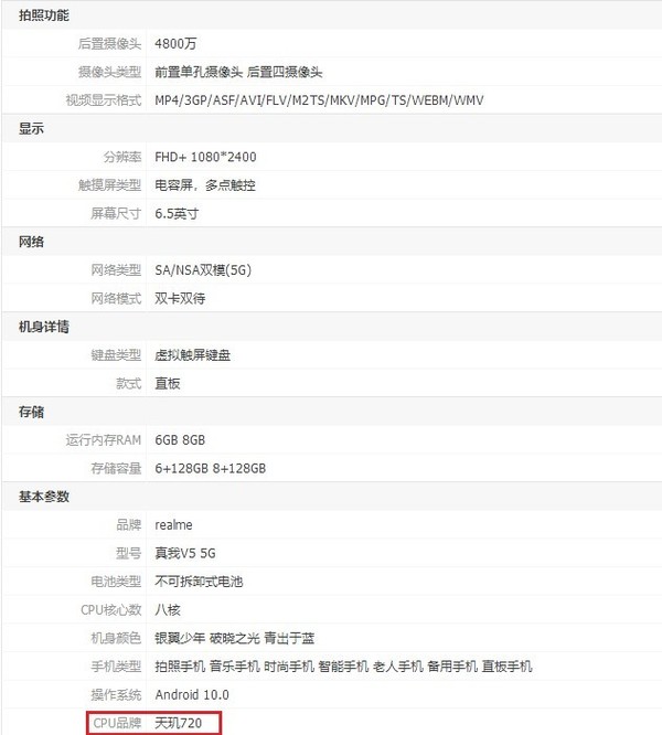realme真我V5处理器确认:搭载天玑720价格成悬念!